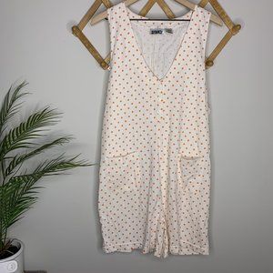 Vintage Gitanoe White and Orange Polka Dot Romper Medium